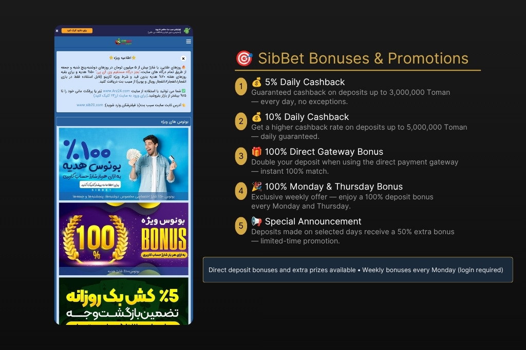SibBet bonus and Promotions for Iranian Users