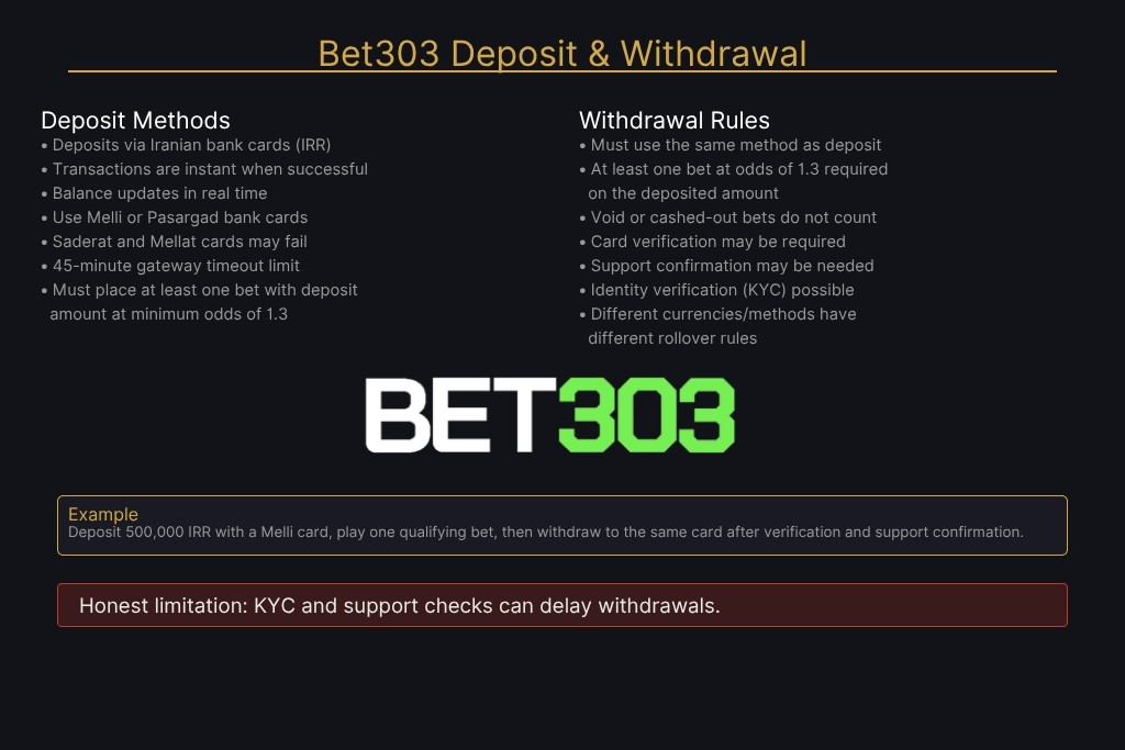 Bet303 Deposit and Withdrawal Methods